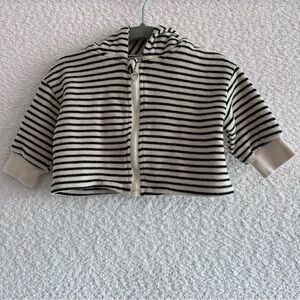 Forever French Baby Stripe Cream Black Hooded Sweater Neutral Size 0-3‎ Months